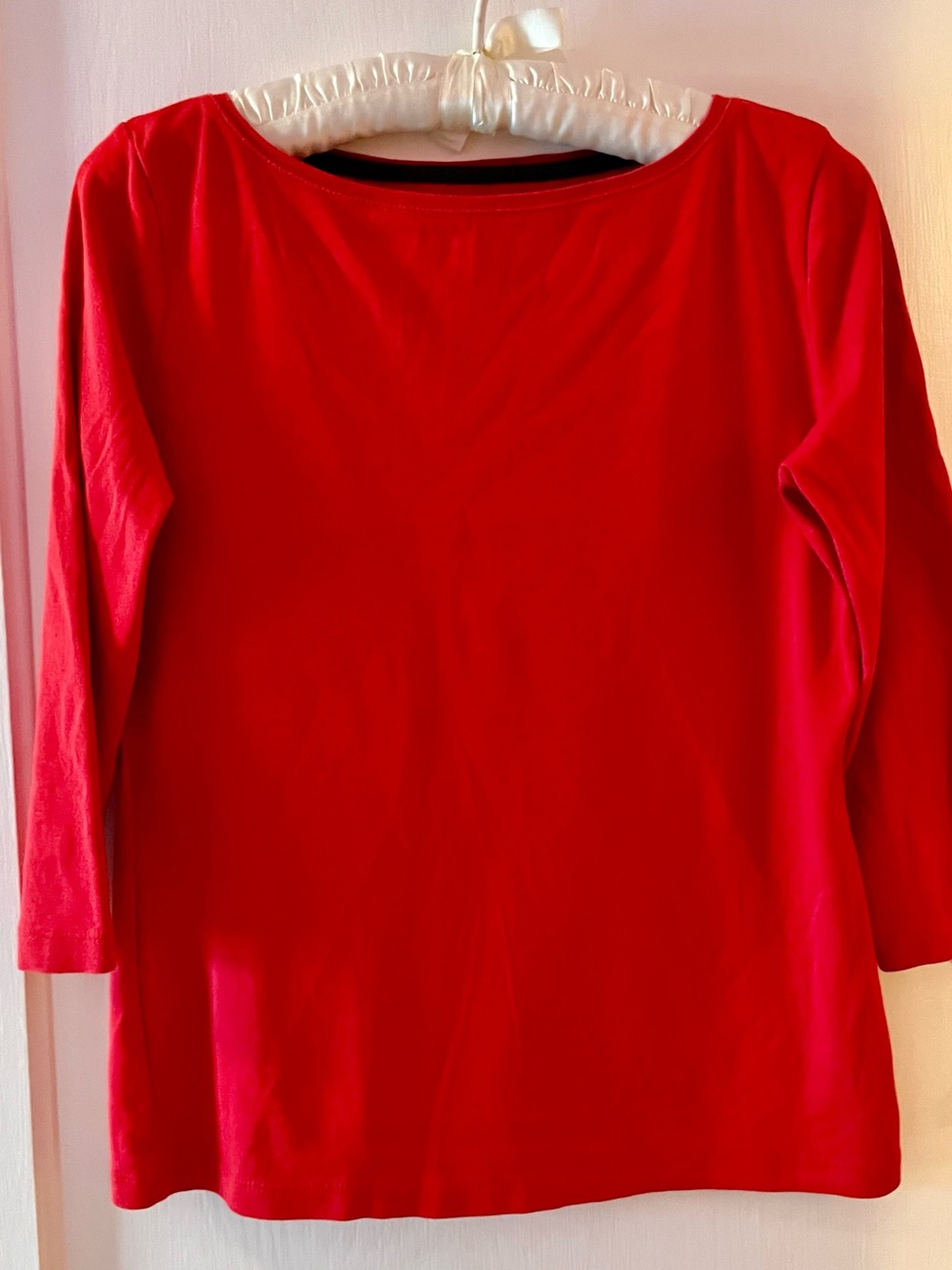 Talbots Red Boatneck 3/4 Sleeve Top 100% Pima Cotton